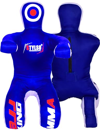 Grappling Dummy for Adults, Unfilled Wrestling Dummy, Hanging Jiu Jitsu Dummy for BJJ, MMA, Judo, Karate, Martial Arts - color: Blue Sit, 6ft / 72 inches