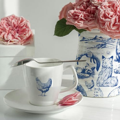SUPERDANT 5PCS Fox Chicken Underglaze Paper Transfer Animals Transfer Papers for Clay Ceramic Porcelain Under Glaze Transfers for Pottery Enamel Decals Blue Underglaze Decal Handcrafted Gifts - style: Fox