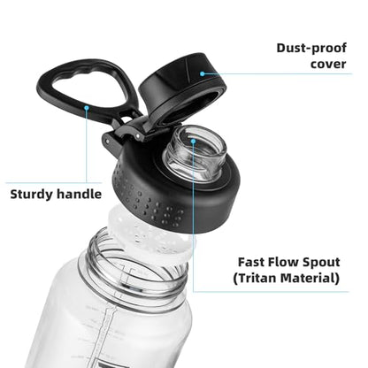 Fanhaw 32 oz Clear BPA-Free Tritan Water Bottle with Fast-Flow Spout Lid, BPA-Free & Leak-Proof Wide-Mouth Reusable Bottle for Gym, School & Office, Back to School Essentials (Clear&Black) - color: Clear&Black