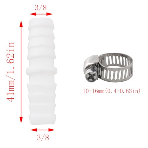 CHENJIN 10PCS Plastic Barb Hose 3/8 inch with 20pcs 10-16mm Stainless Steel Clamps Straight Pipe Pagoda Fitting For Fish Tank Spigot Gas Liquid Air