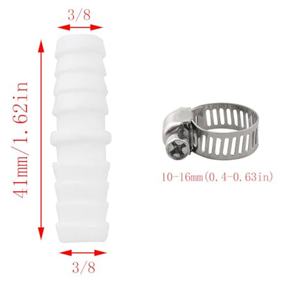CHENJIN 10PCS Plastic Barb Hose 3/8 inch with 20pcs 10-16mm Stainless Steel Clamps Straight Pipe Pagoda Fitting For Fish Tank Spigot Gas Liquid Air