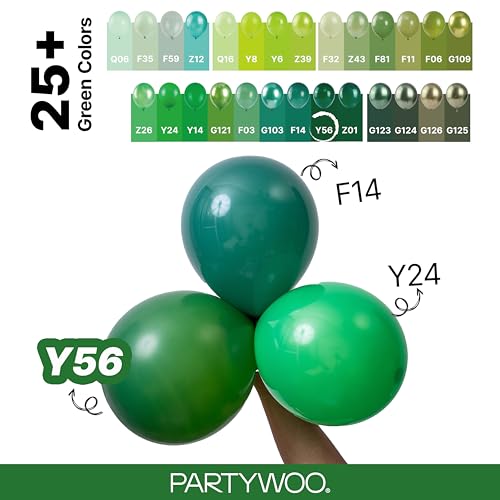 PartyWoo Dark Green Balloons 128pcs Emerald Hunter Forest Green Color - color: Green-y56