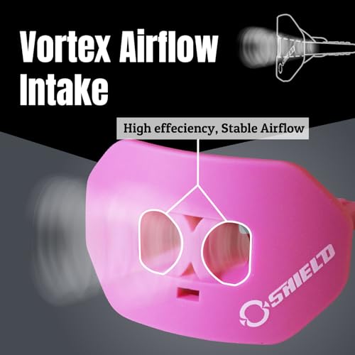 O Shield Core Football Mouth Guard, Detachable Strap | No boil, BPA-free silicone and TPE, brace friendly, ventilated case included, football 7v7 and flag - color: Pink