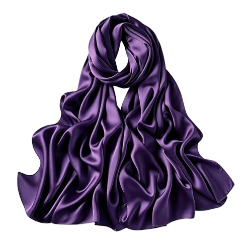 Lina & Lily Luxury Satin Hijab Head Scarf Shawl Wrap for Muslim Women Extra Long - color: Dark Purple