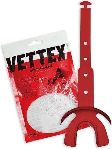 Vettex DoubleGuard Mouth Guard with Lip Protection, Cardinal | Football, Lacrosse, MMA, Boxing, Adjustable Helmet Strap, Braces Friendly, 2 Breathing Channels, NCAA & NFHS Certified - color: Cardinal