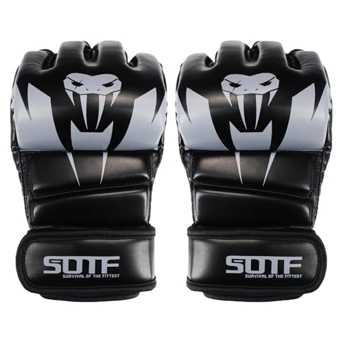 SOTF Punching Gloves for Adults MMA Training Gloves Men Fight Boxing Gloves Open Fingers Women - color: gray