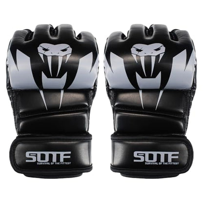SOTF Punching Gloves for Adults MMA Training Gloves Men Fight Boxing Gloves Open Fingers Women - color: gray