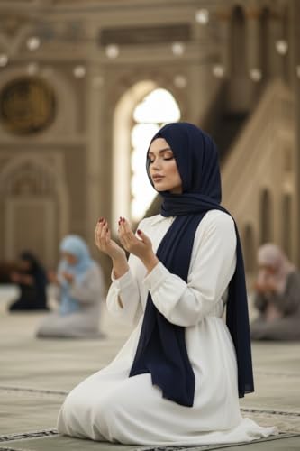 Instant Chiffon Hijab, Ready to wear hijab, modal wrap, Abaya, modern Instant Scarf, Soft breathable scarf - color: S7 Navy