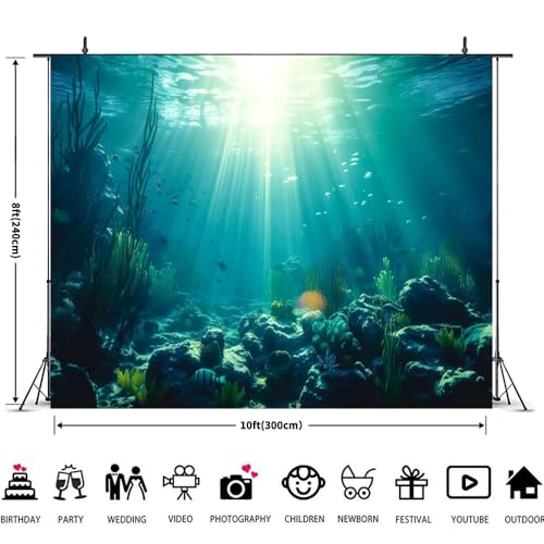 Under The Sea Backdrop 10x8ft Seabed Underwater World Ocean Photography Background Under The Sea Birthday Party Banner Decorations Photoshoot
