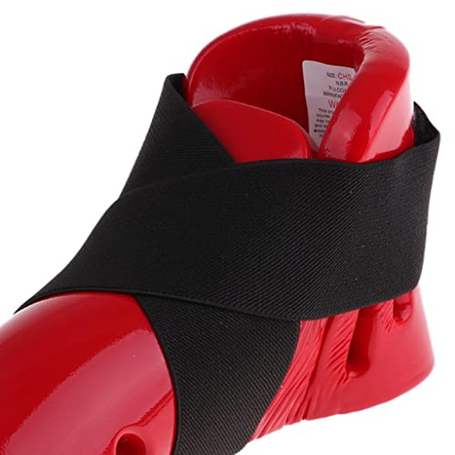Taekwondo Foot Guard Pair Taekwondo Foot Protector Karate Sparring Foot Gear Arts Gear Instep Protector Guards No Slip Sole NBR Foa, Red, M