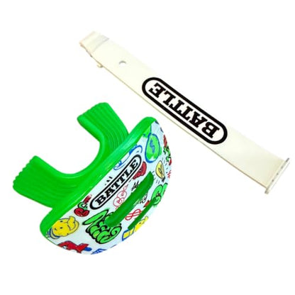 Battle Speed X Mouthguard with Interchangeable Thick Strap, for Football, Advanced Composite, BPA Free, Youth and Adult (Street Art White) - color: Street Art White