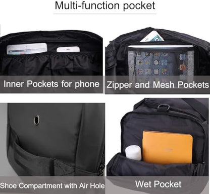 Gym Bag Backpack Waterproof Duffle Bags Travel Weekender Duffel Bag for Men Women Overnight Bag with Shoes Compartment Green - color: Green-A, size: Medium 45L
