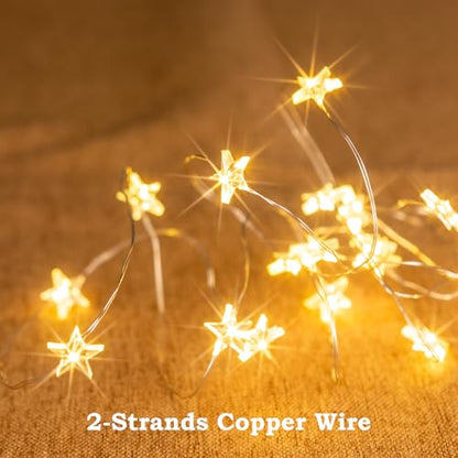 12 Packs 6.6ft 20LEDs Star Fairy Lights Battery Operated,Mini Star String Lights,Waterproof Twinkle Starry Light for DIY Gift Bottle Table Christmas Ramadan Wedding,Silver Wire,Warm White - color: Silver Wire, size: 240 Leds