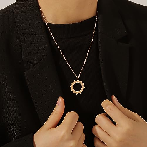 With Hardship Comes Ease | Women Calligraphy Necklace Arabic Calligraphy Necklace Stainless steel 18K Gold Plated Pendant Gift - color: Gold color, size: 20 inch