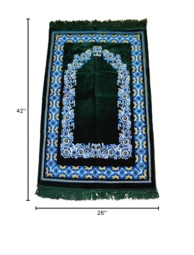 Islamic Prayer Rugs Made in Turkey with Fine Velvet (Green)