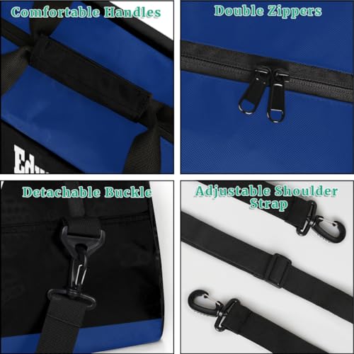 Custom Sports Football Duffel Bag, Playing Soccer Blue, Black | Personalized Named Practice Travel Overnight Training Bag - color: Color 34