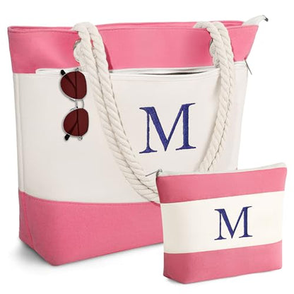YOOLIFE Beach Bags for Women - Travel Canvas Beach Tote, Pool Waterproof Bag, Travel Essentials, Gifts for Women Birthday - color: Pink, style: M