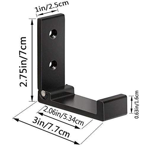 ZEYU Folding Coat Hooks, 5Pcs Wall Hooks for Hanging Coat Towel Hooks Hardware Heavy Duty Aluminum Alloy Headphone Holder No Rust Wall Mounted with Screws for Bags Fitness Equipment - color: 5Pcs-Black