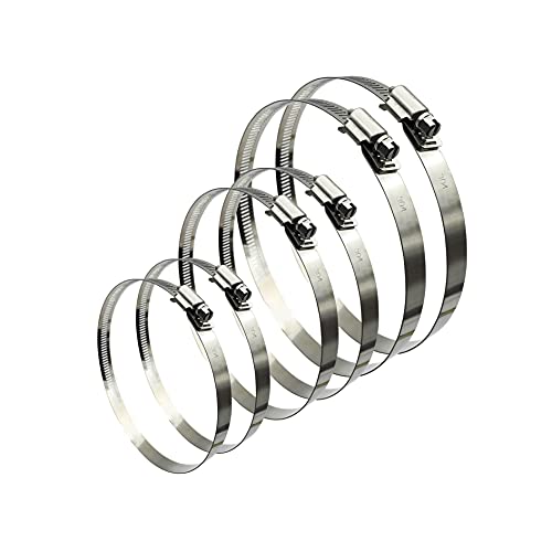 6 Pieces Adjustable 304 Stainless Steel Worm Gear Hose Clamps Water Pipe Clamps Assortment Kit Duct Clamps Pipe Clamp worm drive hose clamps (4" 5” 6") - size: 4"/5"/6"-6Pcs