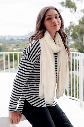 XuoAz Women Cotton Blend Scarf Lightweight Large Linen Shawl Scarves Head Scarf Summer Beach Travel Wrap - color: Light White