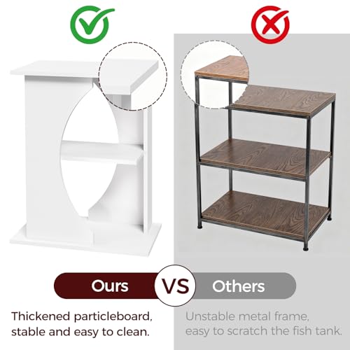 MAHANCRIS 10 Gallon Fish Tank Stand, Wooden Aquarium Stand with 3-Tier Storage Shelves, Heavy Duty Turtle Reptile Terrarium Tank Stand for Home Office, 23.6" L x 11.8" W x 29.9" H, White FTWT7601 - color: White
