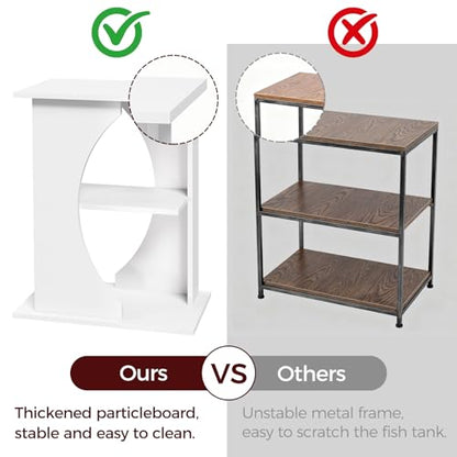 MAHANCRIS 10 Gallon Fish Tank Stand, Wooden Aquarium Stand with 3-Tier Storage Shelves, Heavy Duty Turtle Reptile Terrarium Tank Stand for Home Office, 23.6" L x 11.8" W x 29.9" H, White FTWT7601 - color: White