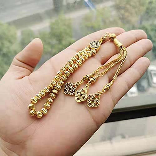 Gold tasbih Ramadan Gift Muslim Accessories on Hand Islamic Gift 33beads Bracelet Small Size for Pocket (6mm x 33 Beads)