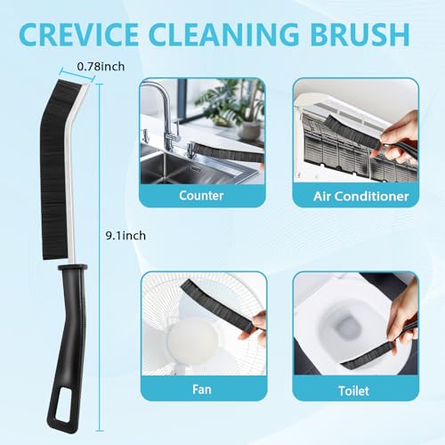 9PCS Crevice Cleaning Brush, Hard Bristle Scrub Brushes Tools | Grout Cleaner Brush for Deep Cleaning Gap, Multifunctional Grout Brush for Home, Bathroom, Kitchen, Window and Corners
