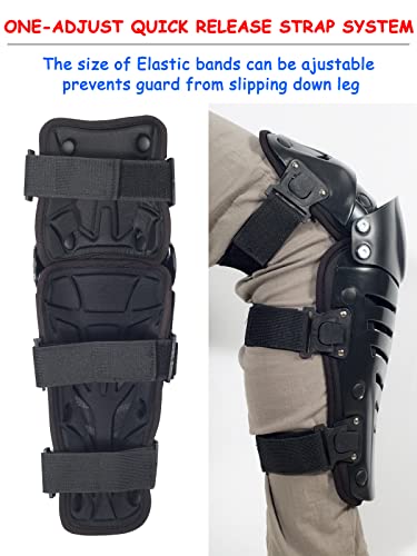 RIDBIKER Motorcycle Knee Shin Guards for Men, Bendable MTB Knee Pads | Long leg coverage with crash-proof protection. Flexible bendable design. Adjustable straps. Knee Protection for motocross - color: Black/Regular
