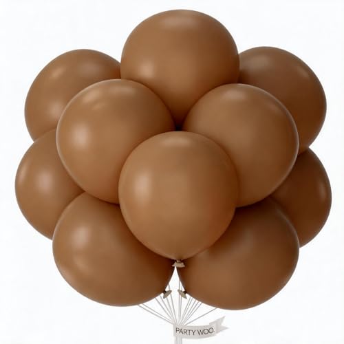 PartyWoo Brown Balloons 20pcs Boho Neutral Coffee Tan Fall Color - color: Brown-f09, size: 18 inch