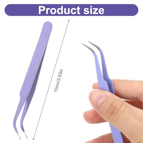 5 Pcs Curved Craft Tweezers, Upgraded Anti-Static Stainless Steel Curved of Tweezers Multipurpose Curveds Tip Craft Tweezer for Crafts Repairing, Scrapbooking, Cardmaking, Stickers