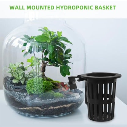 6pcs Hanging Hydroponic Basket Set for Fish Tank and Pond Plants – Small Round Black Plastic Mesh Net Pots (20-40mm) Wall-Mounted Planters for Aquatic Gardening and Balcony Decor
