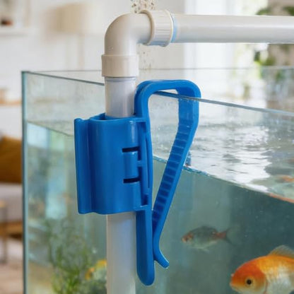 4Pcs Hose Holder, Plastic Fish Water Pipe Clamp, Aquarium Filtration Clip, Adjustable Aquarium Filtration Bucket Mounting Clip, Fit fir 8mm to 16mm Hoses (Blue) - color: Blue