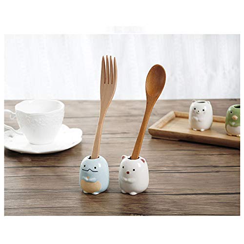 Tegg Mini Toothbrush Holder 4PCS Cute Animal Ceramic Mini Tooth Brush Holder Stand Bathroom Multipurpose Storage Organizer Cotton Swabs Holder
