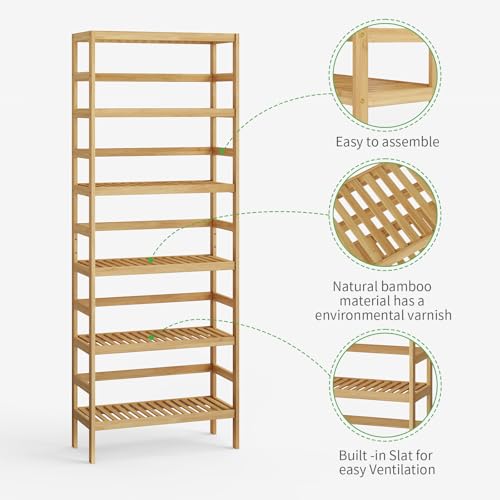 Bamboo Rack, Adjustable Bamboo Shelf, Bathroom Living Room, 6-Tier - size: 6-Tier-1