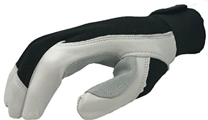 Ironcat Heavy Duty Top Grain Goatskin Leather Glove with Spandex Back, Reinforced Palm, Hook & Loop Closure, White/Black - size: X-Large