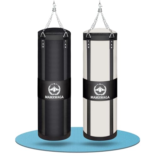 4FT Canvas Punching Bags for Adults, Hanging Heavy Boxing Bag for Kickboxing Karate Taekwondo Muay Thai Training, Max Load-Bearing 180 Lbs (Unfilled) - color: 4FT Black