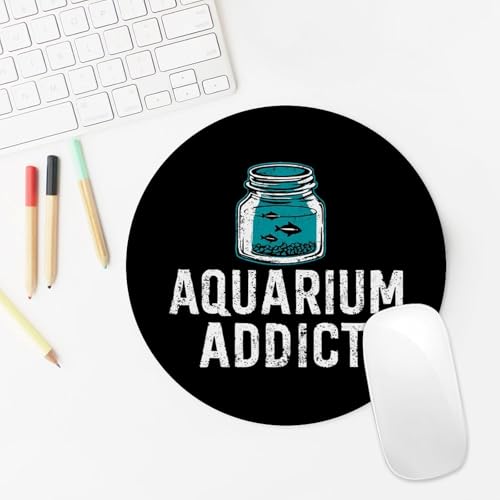 Addicted to Aquarium Mousepad Non-Slip Rubber Base Round Mouse Pad