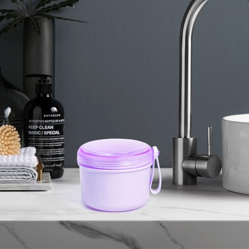 Uouovo Large Denture Case, No-Leak Denture Container Cups for Soaking Full & Partial Dentures, Retainer Cleaning Box, Denture Bath Cup for Travel (purple) - color: purple