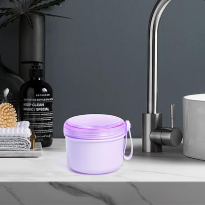 Uouovo Large Denture Case, No-Leak Denture Container Cups for Soaking Full & Partial Dentures, Retainer Cleaning Box, Denture Bath Cup for Travel (purple) - color: purple
