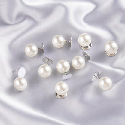 ZLMCUJE 10 Sets 12mm No Sew Pearl Buttons Anti-Exposure Fixed Brooches Pearl pins Removable Reusable for Clothes for Women - size: 12mm/0.47inch