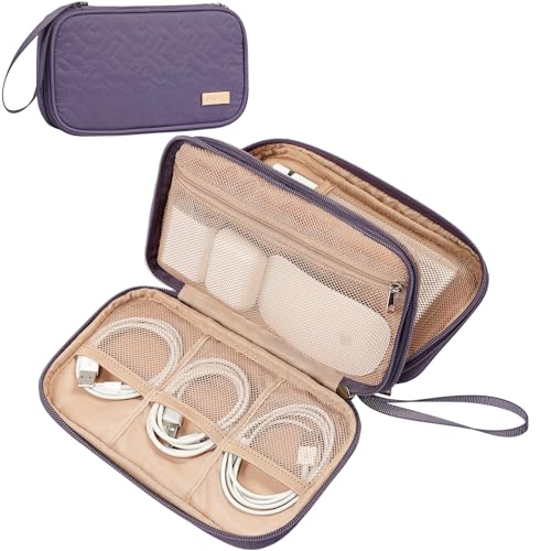 NISHEL Electronics Travel Organizer Cord Case, Charger Cable Tech Bag - color: Purple, size: Medium