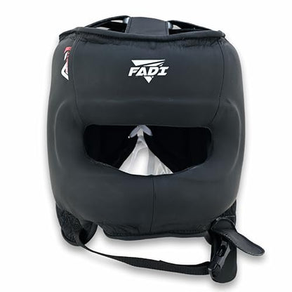 A1 Boxing Sparring Headgear – Face Saver Head Guard with Nose Protection, Cowhide Leather Boxing Headgear for MMA, Muay Thai & Kickboxing Training - color: Black, size: Large-X-Large