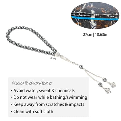 Islamic Prayer Beads 33 Beads Natural Shungite Stone Handmade Misbaha Tasbih for Dhikr, Quran, Misbaha, Muslim Gift Rosary - color: Black