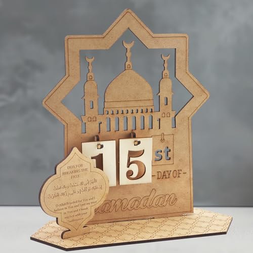 Wooden Ramadan Advent Calendar - DIY 30 Days Ramadan Countdown Calendar with Mosque Design, Ramadan Mubarak Decorations for Muslim Festival Party， Islamic Eid Gift for Family Style C - color: Style C