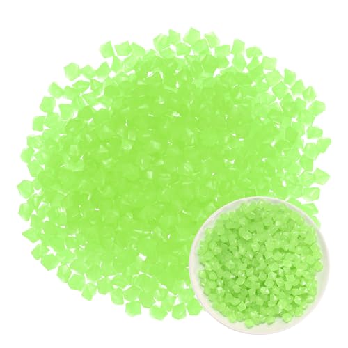 M METERXITY 300-Pack Glow in The Dark Rocks, 0.51" Resin Outdoor Garden Decorations Luminous Rhombus Stones for Garden Plants/Aquarium/Backyard Path, Aquarium Gravel [Green] - color: Green