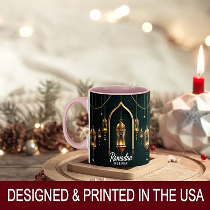 Golden Lantern Ramadan Mug, Islamic Coffee Mug, Ramadan Mubarak Gift, Muslim Tea Cup, Eid Celebration Drinkware, Elegant Islamic Decor, Gold Hanging Lanterns, Ceramic Cup for Home and Office
