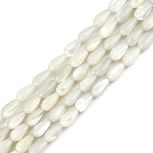 5x9mm Natural White Mother of Pearl Shell Teardrop Beads for Jewelry Making - color: 5x9mm Waterdrop Shape