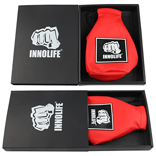 INNOLIFE Boxing Slip Bag, Dodge Hide Speed Bag Maize Ball Leather Ball for Reflex Training, Boxing, Kickboxing, MMA Pendulum Training, Red - style: Red (Without Filler)