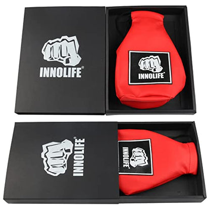 INNOLIFE Boxing Slip Bag, Dodge Hide Speed Bag Maize Ball Leather Ball for Reflex Training, Boxing, Kickboxing, MMA Pendulum Training, Red - style: Red (Filler Already Included)